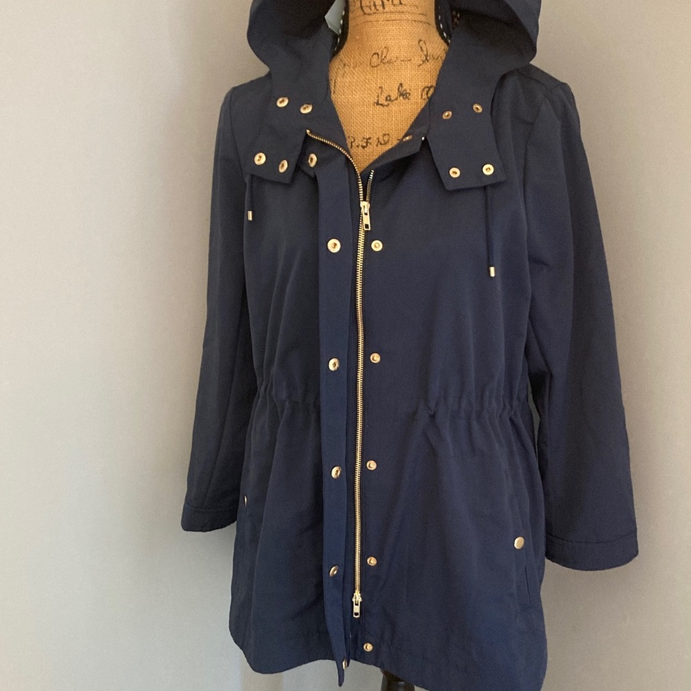 LOFT Navy Hooded NWT Jacket Women Size Large Petite - Picture 3 of 12